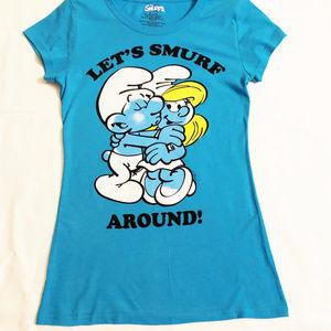 T-shirt The Smurfs juniors new size S (3-5) 50% cotton 50% polyester cap sleeves